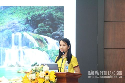 Báo cáo viên truyền đạt nội dung tại hội nghị