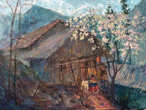 Tác phẩm "Nơi chờ" của họa sĩ Đinh Văn Công.