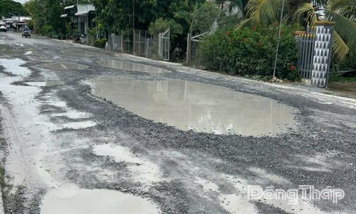 Mặt đường đọng nước sau những cơn mưa liên tục.