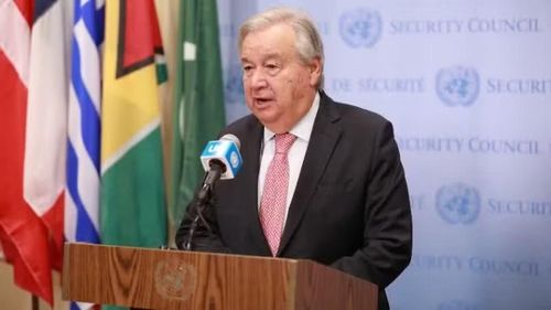Tổng Thư ký Liên hợp quốc Antonio Guterres phát biểu trong một cuộc họp báo tại New York, Mỹ. (Ảnh: THX/TTXVN)