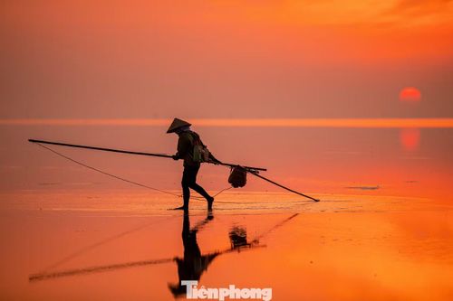Những bước chân chậm rãi trên bãi triều, vẻ đẹp của Thụy Xuân không chỉ nằm ở cảnh quan thiên nhiên mà còn ở nhịp sống lao động bình dị của cư dân vùng biển.