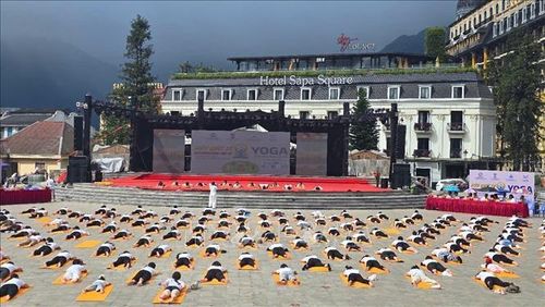 Đồng diễn giao thức Yoga với chủ đề "Yoga - Sa Pa trong sương" đến từ các câu lạc bộ Yoga trong nước.