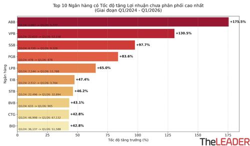 Top 10 ngân hàng có tốc độ tăng LNCPP cao nhất