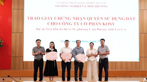 Chỉ 12 giờ sau khi hoàn thành đầy đủ nghĩa vụ tài chính, Công ty Cổ phần KOSY đã được tỉnh Lào Cai trao giấy chứng nhận quyền sử dụng đất.