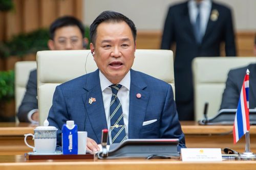 Thủ tướng Thái Lan Anutin Charnvirakul phát biểu tại cuộc hội đàm với Thủ tướng Lê Minh Hưng. Ảnh: Việt Linh. 