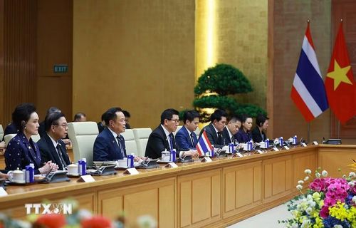 Thủ tướng Vương quốc Thái Lan Anutin Charnvirakul phát biểu. (Ảnh: Dương Giang/TTXVN)