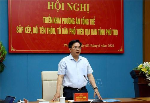 Chủ tịch UBND tỉnh Phú Thọ Trần Duy Đông phát biểu tại Hội nghị. Ảnh: Thu Hương/TTXVN