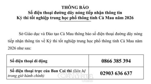 Việc công bố đường dây nóng nhằm bảo đảm thông tin thông suốt trong suốt thời gian diễn ra kỳ thi.