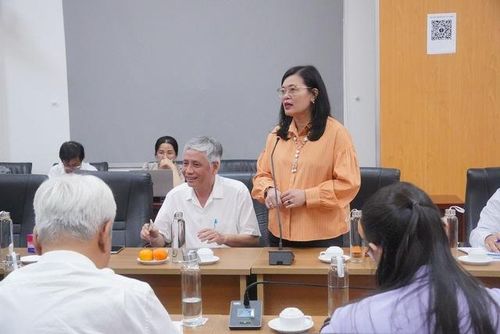PGS.TS.BS Hoàng Thị Diễm Tuyết - Giám đốc Bệnh viện Hùng Vương chia sẻ tại buổi làm việc. Ảnh: Nhật Thành