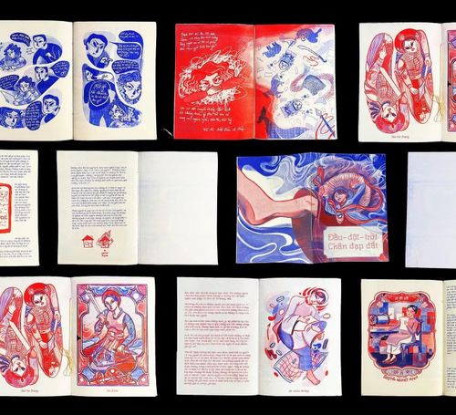 Zine Đầu Đội Trời Chân Đạp Đất với kỹ thuật in Risograph.
