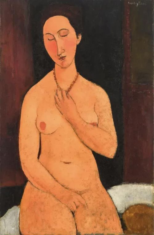 Nu assis au collier (1917-1918) là một trong những tác phẩm khỏa thân nổi tiếng và có giá trị nhất của Amadeo Modigliani. Ảnh: Sotheby's.