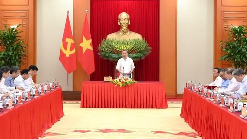 Tổng Bí thư, Chủ tịch nước Tô Lâm chủ trì cuộc làm việc với Ban Tổ chức Trung ương về trọng tâm công tác tổ chức xây dựng Đảng theo tinh thần Nghị quyết Đại hội XIV của Đảng. (Ảnh: ĐĂNG KHOA)