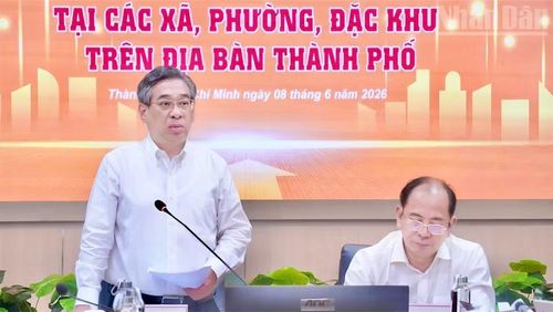 Đồng chí Nguyễn Phước Lộc, Phó Bí thư Thành ủy, Chủ tịch Ủy ban Mặt trận Tổ quốc Việt Nam Thành phố Hồ Chí Minh phát biểu chỉ đạo.