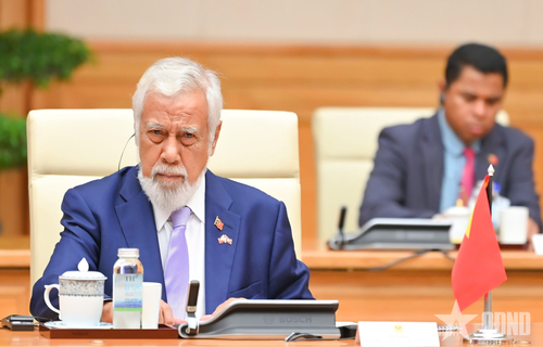  Thủ tướng Timor-Leste Kay Rala Xanana Gusmão tại hội đàm. Ảnh: TUẤN HUY 