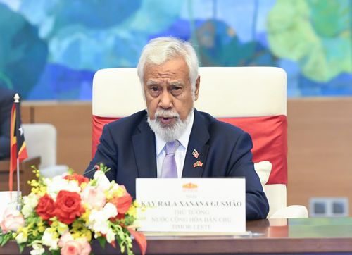  Thủ tướng Kay Rala Xanana Gusmão phát biểu. Ảnh: QUANG PHÚC 