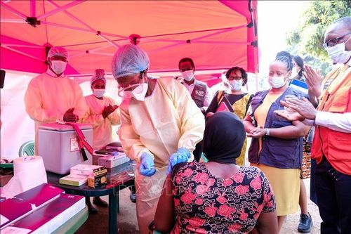 Tiêm vaccine phòng Ebola cho người dân tại Kampala, Uganda ngày 3/2/2025. Ảnh (tư liệu): THX/TTXVN