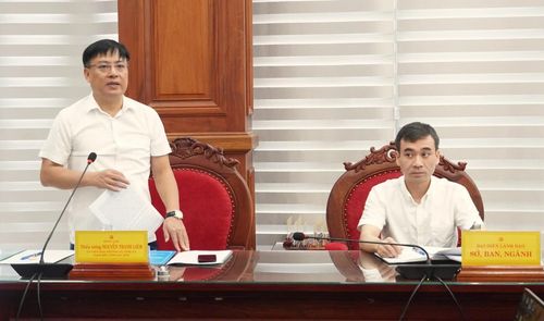 Đồng chí Thiếu tướng Nguyễn Thanh Liêm, Giám đốc Công an tỉnh phát biểu tại buổi làm việc - Ảnh: Q.V