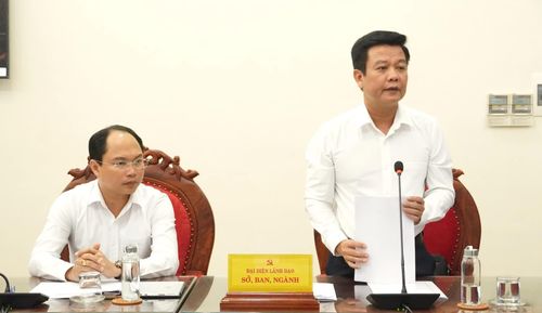 Đại diện lãnh đạo Sở Nông nghiệp và Môi trường báo cáo tại buổi làm việc - Ảnh: Q.V