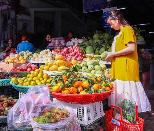 Hội viên phụ nữ phường Tân Thành duy trì thói quen xách giỏ nhựa, túi vải khi đi chợ.
