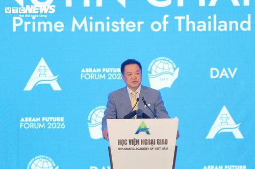 Thủ tướng Thái Lan Anutin Charnvirakul phát biểu tại AFF 2026 (Ảnh: Đắc Huy)