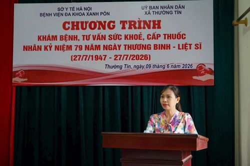 Phó Phòng Văn hóa - Xã hội xã Thường Tín Nguyễn Thị Thanh Thủy phát biểu tại chương trình. Ảnh: PV