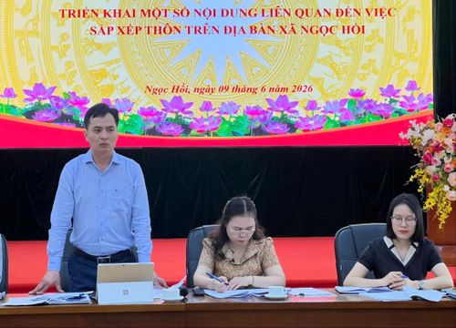 Phó Chủ tịch UBND xã Ngọc Hồi Tạ Đăng Doanh phát biểu. Ảnh: PV