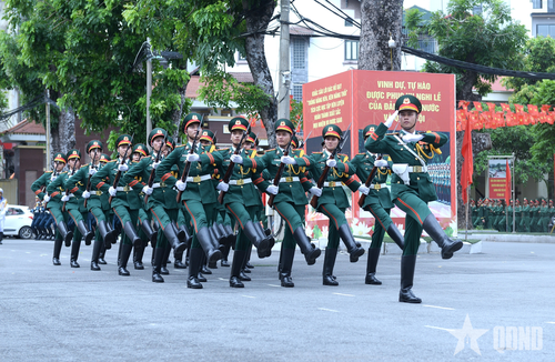 Các chiến sĩ duyệt đội ngũ. 