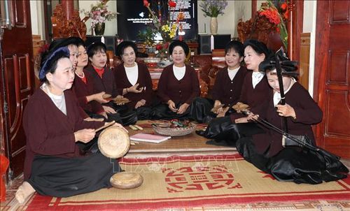 Đội chiếu Xẩm chợ Lồng, xã Yên Từ, ngày càng thu hút nhiều học sinh tham gia.
