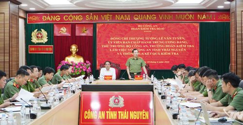 Đồng chí Thượng tướng Lê Văn Tuyến, Thứ trưởng Bộ Công an kết luận buổi làm việc.