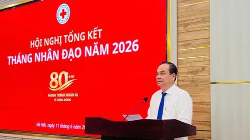 Phó Chủ tịch Trung ương Hội Chữ thập đỏ Việt Nam Vũ Thanh Lưu phát biểu tại hội nghị.