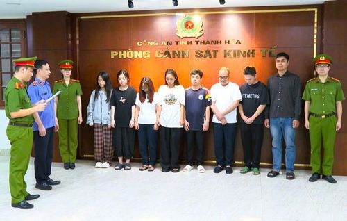 Các đối tượng liên quan tới 2 công ty trang sức ở TPHCM bị khởi tố. Ảnh: Công an Thanh Hóa