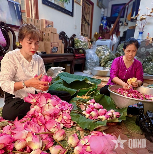 Hiện nay, trà sen Tây Hồ vẫn được các nghệ nhân ướp trà theo phương pháp thủ công.