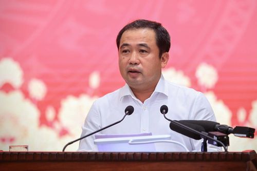 Bí thư Thành ủy Hà Nội Trần Đức Thắng tại cuộc làm việc chiều nay. Ảnh: VGP