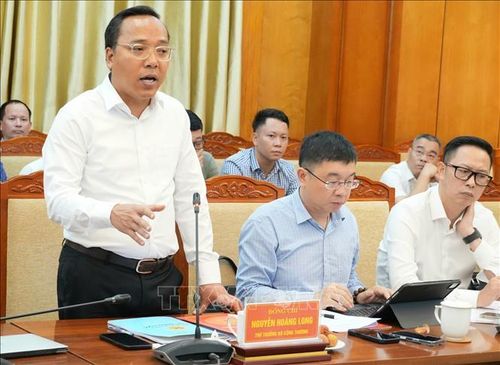 Thứ trưởng Bộ Công Thương Nguyễn Hoàng Long phát biểu tại buổi làm việc.