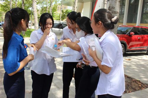 Thí sinh thảo luận đề thi