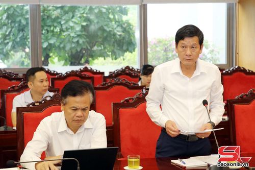 Lãnh đạo Sở Tài chính báo cáo tại cuộc họp.