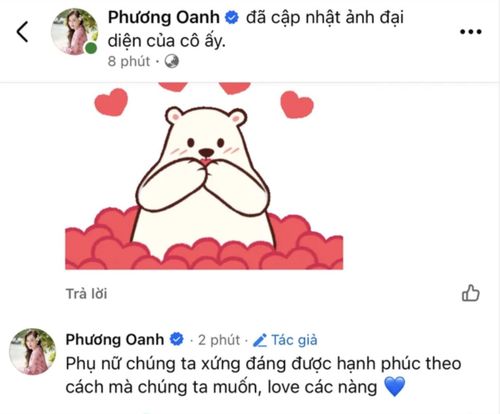 Phương Oanh để lại dòng bình luận tích cực.