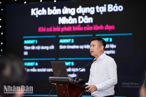 Nhà báo Nguyễn Hoàng Nhật, Phó Trưởng Ban Nhân Dân điện tử chia sẻ về chuyển đổi số báo chí trong kỷ nguyên AI.