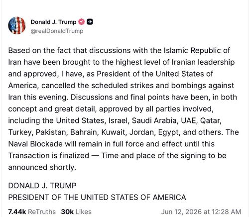  Tổng thống Mỹ Donald Trump đăng thông tin về tiến trình đàm phán với Iran trên mạng xã hội Truth Social. Ảnh: TRUTH SOCIAL 
