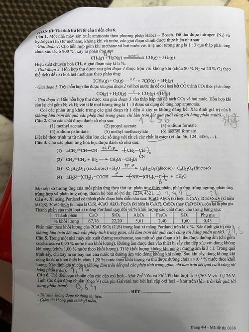 Đề thi môn Hóa.