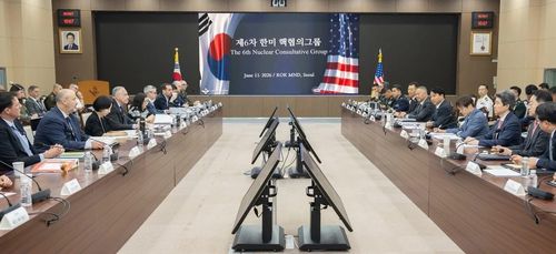Cuộc họp của Nhóm Tham vấn Hạt nhân (NCG) diễn ra tại Seoul, Hàn Quốc và Mỹ đã tái khẳng định mục tiêu chung về phi hạt nhân hóa Triều Tiên. Ảnh: Yonhap