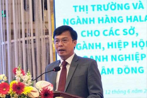 Tỉnh ủy viên, Phó Chủ tịch UBND tỉnh Lâm Đồng Đinh Văn Tuấn phát biểu tại hội thảo