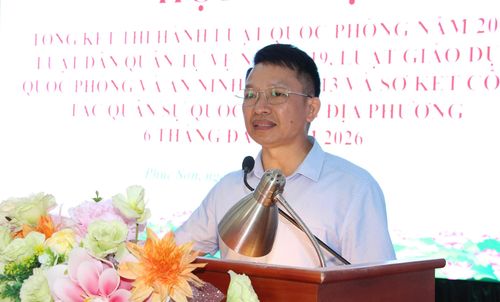 Phó Chủ tịch UBND xã Phúc Sơn Nguyễn Đình Nguyên kết luận hội nghị. Ảnh: Kim Nhuệ