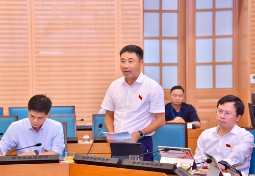 Đại biểu Mạc Đình Minh, Bí thư Đảng ủy, Chủ tịch HĐND xã Yên Xuân phát biểu. Ảnh: Viết Thành