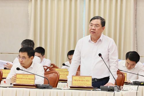Ủy viên Bộ Chính trị, Phó Thủ tướng Thường trực Chính phủ Phạm Gia Túc phát biểu tại buổi làm việc với Ban Thường vụ Thành ủy Đồng Nai. Ảnh: Công Nghĩa