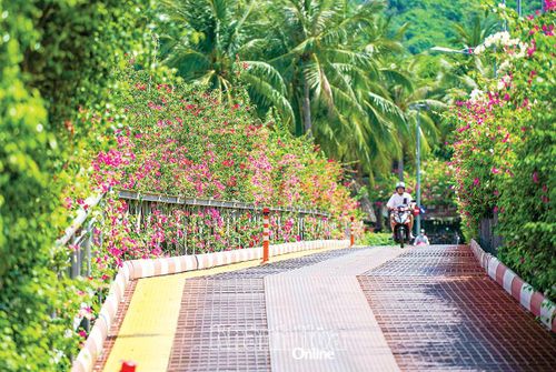 Cầu vào Hải Đảo hôm nay được xây dựng khang trang, kiên cố.