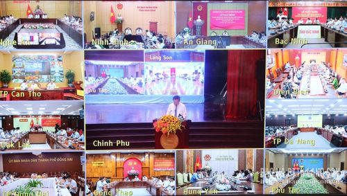 Các đại biểu dự lễ phát động tại điểm cầu các tỉnh, thành phố (ảnh chụp màn hình)