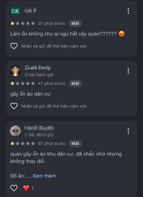  Nhiều cư dân thể hiện sự bức xúc qua đánh giá trên Google Map. 