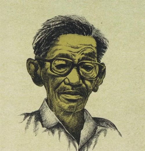 Bức họa chân dung nhà văn Sơn Nam. Ảnh: Tư liệu.