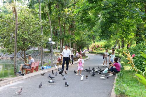 Công viên Lê Thị Riêng ngày nay được xây dựng trên phần đất cũ của Nghĩa địa Đô Thành, vốn là một nghĩa địa lớn trước năm 1975. Công viên có diện tích khoảng 8 ha, được bao quanh bởi các tuyến đường Cách Mạng Tháng Tám, Bắc Hải và Trường Sơn.